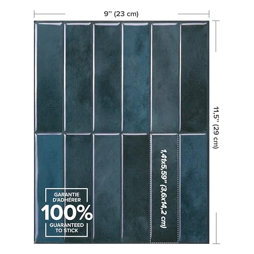 Smart Tiles Peel and Stick Backsplash - 5 Sheets of 11.43 x 9 - 3D Adhesive Peel and Stick Tile Backsplash for Kitchen, Bathroom, Wall Tile Agadir Blue - Image 3