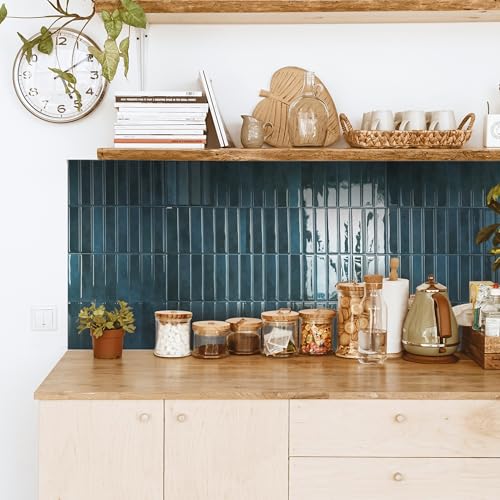 Smart Tiles Peel and Stick Backsplash - 5 Sheets of 11.43 x 9 - 3D Adhesive Peel and Stick Tile Backsplash for Kitchen, Bathroom, Wall Tile Agadir Blue - Image 2