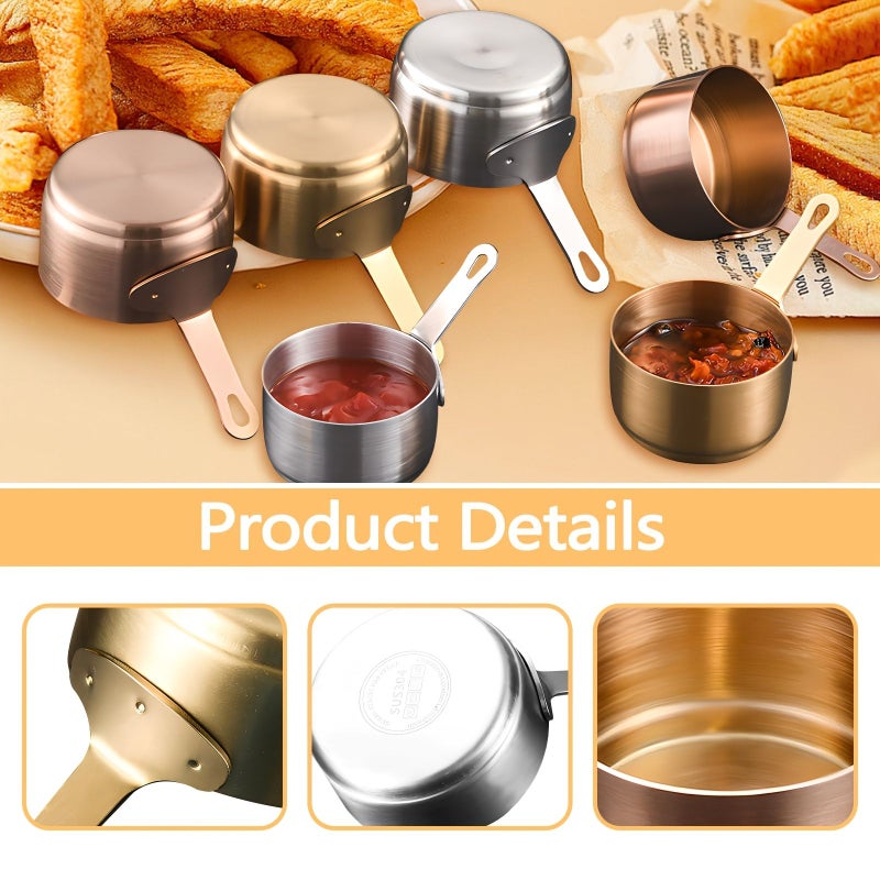 8pcs Stainless Steel Golden Dipping Sauce Cups With Handle 2.7oz - Image 4