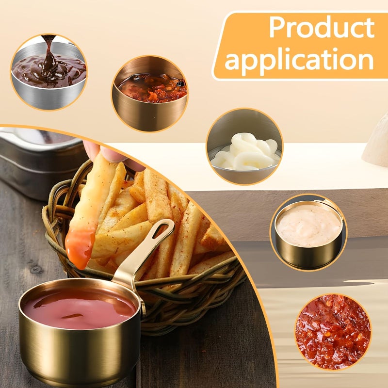 8pcs Stainless Steel Golden Dipping Sauce Cups With Handle 2.7oz - Image 5