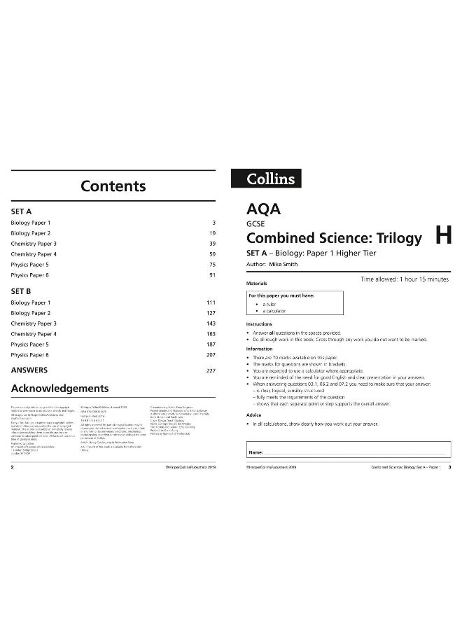 null - Collins AQA GCSE 9-1 Combined Science Higher Practice Papers: Ideal for the 2025 and 2026 exams - Image 1