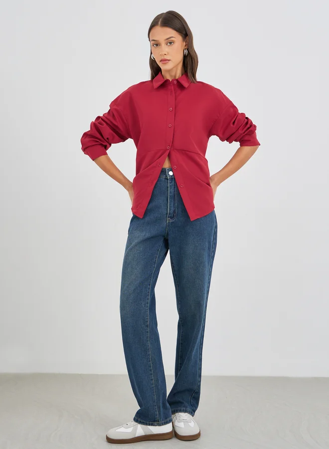 Styli Styli Solid Long Sleeve Oversized Shirt