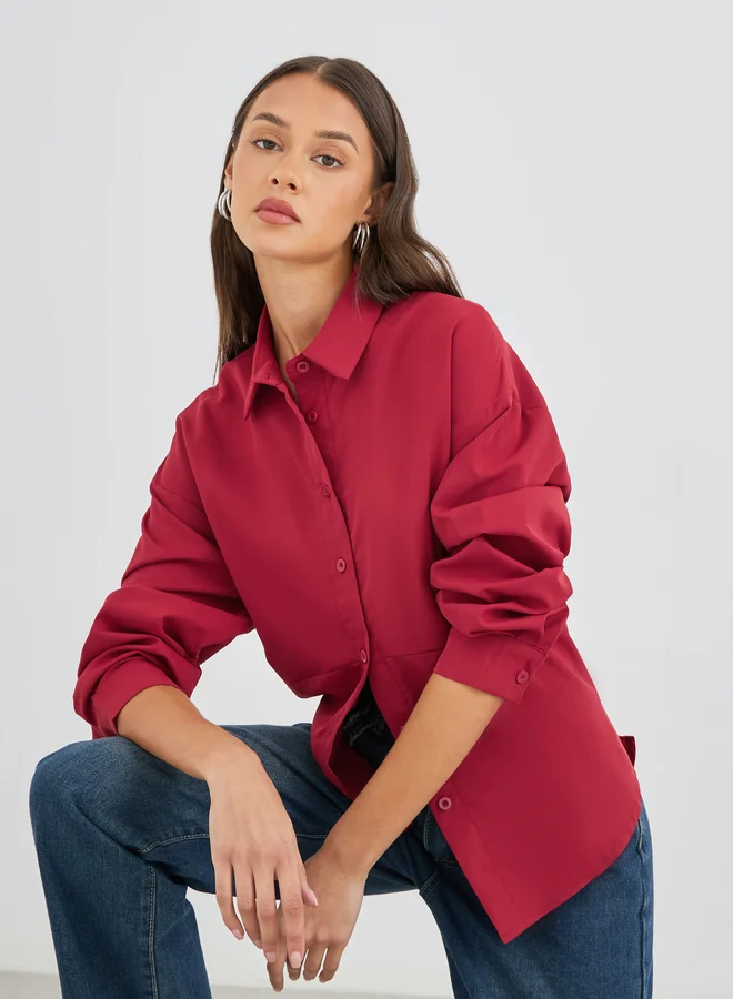 Styli Styli Solid Long Sleeve Oversized Shirt