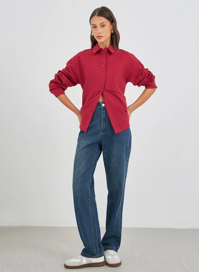 ستايلي قميص ستايلي بأكمام طويلة فضفاض