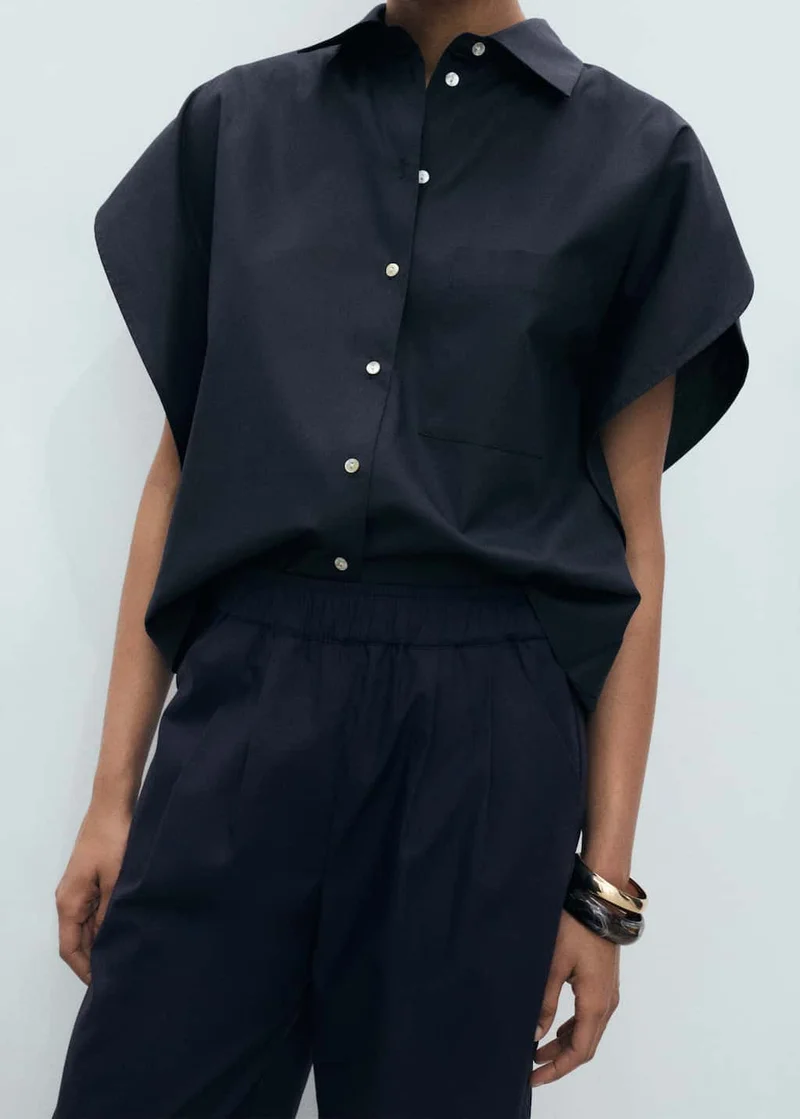 MANGO Oversized Short-Sleeved Shirt