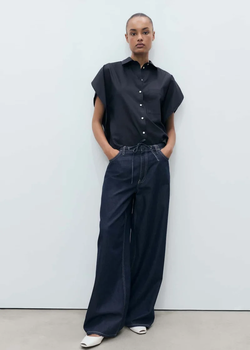 MANGO Oversized Short-Sleeved Shirt