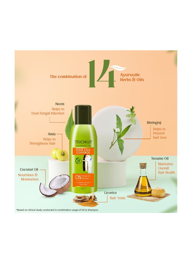 Trichup Ayurvedic Hair Fall Control Oil | 5 Natural Ingredients | No Mineral & Paraben- 200ml