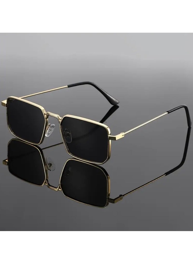 QUALITY Classic Retro Rectangular Small Frame Men's Fashion Glasses Suitable for Daily Casual Street Photography and Party Use - Image 1