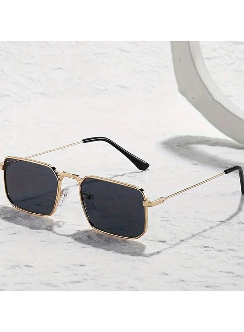 QUALITY Classic Retro Rectangular Small Frame Men's Fashion Glasses Suitable for Daily Casual Street Photography and Party Use - Image 5