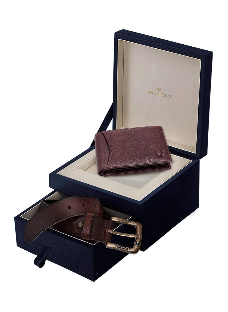 Wildhorn WildHorn Gift Leather Wallet Belt Combo New Bombay Brown - Image 1
