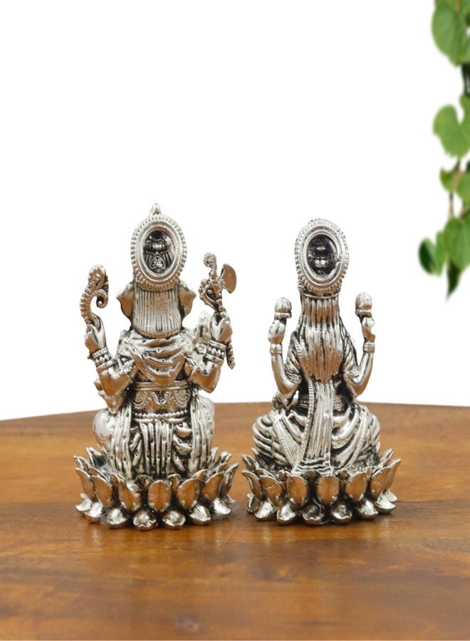 INTERNATIONAL GIFT® German Silver Brass Laxmi Ganesh Idol Metal Statue for Diwali Pooja, Home Mandir, Office Desk & Auspicious Gifting - Image 4