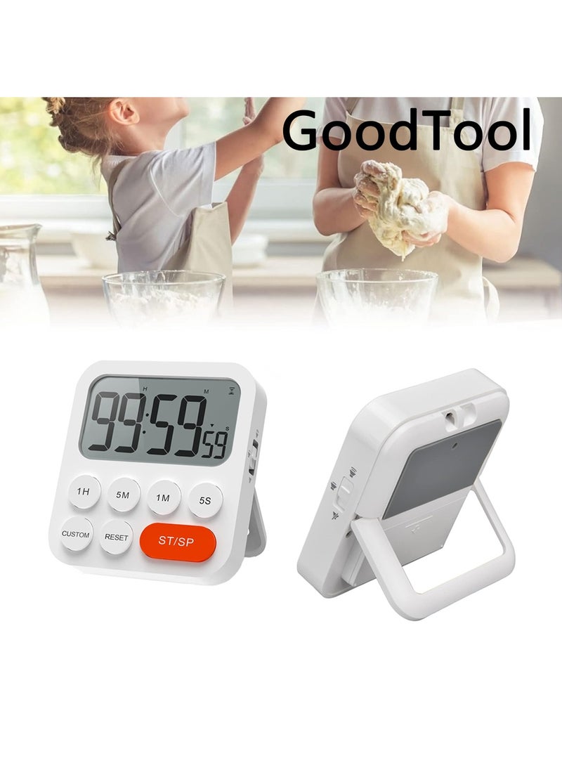 GoodTool Digital Kitchen Timer With Clock Function Multi-Function Countdown 3 Volume Levels Magnetic Back Foldable Stand Can Be Hung For Cooking Eggs Fitness Study Work  - Image 1