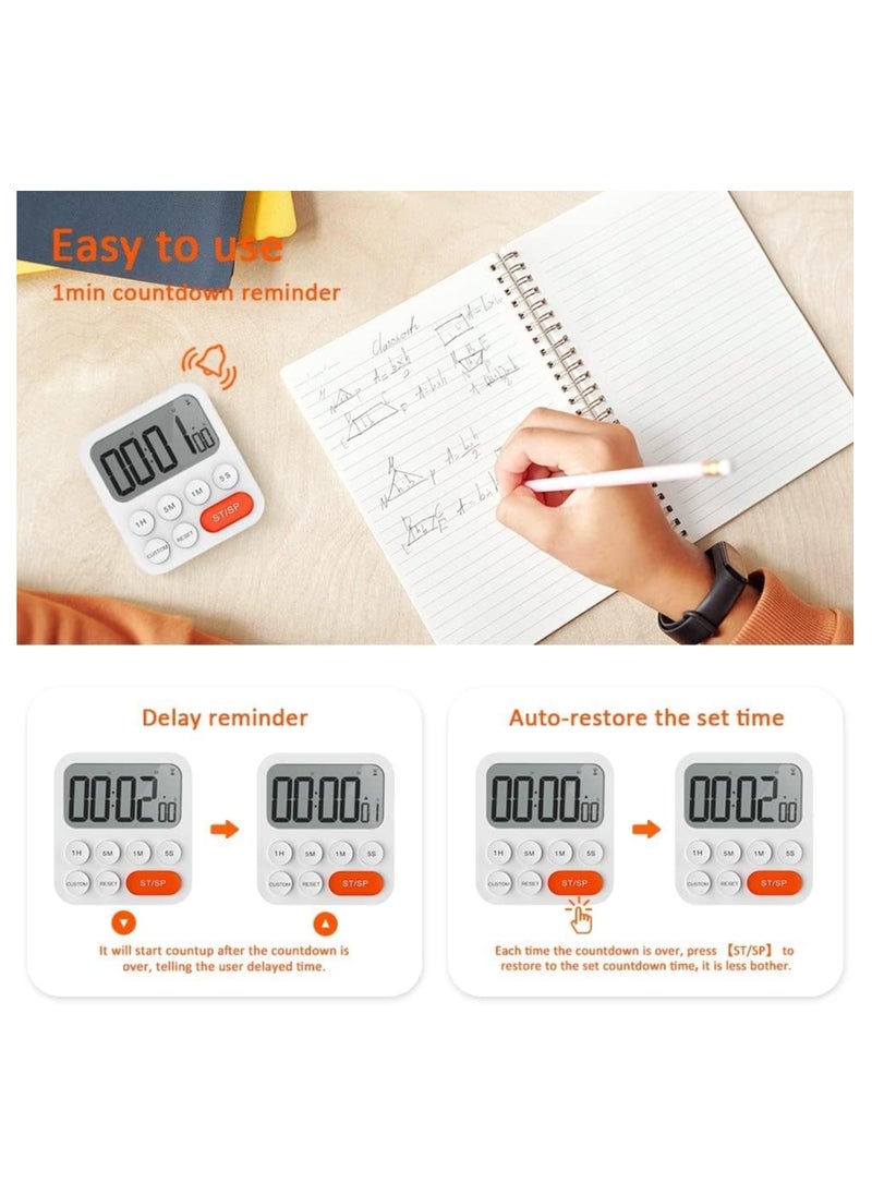 GoodTool Digital Kitchen Timer With Clock Function Multi-Function Countdown 3 Volume Levels Magnetic Back Foldable Stand Can Be Hung For Cooking Eggs Fitness Study Work  - Image 2