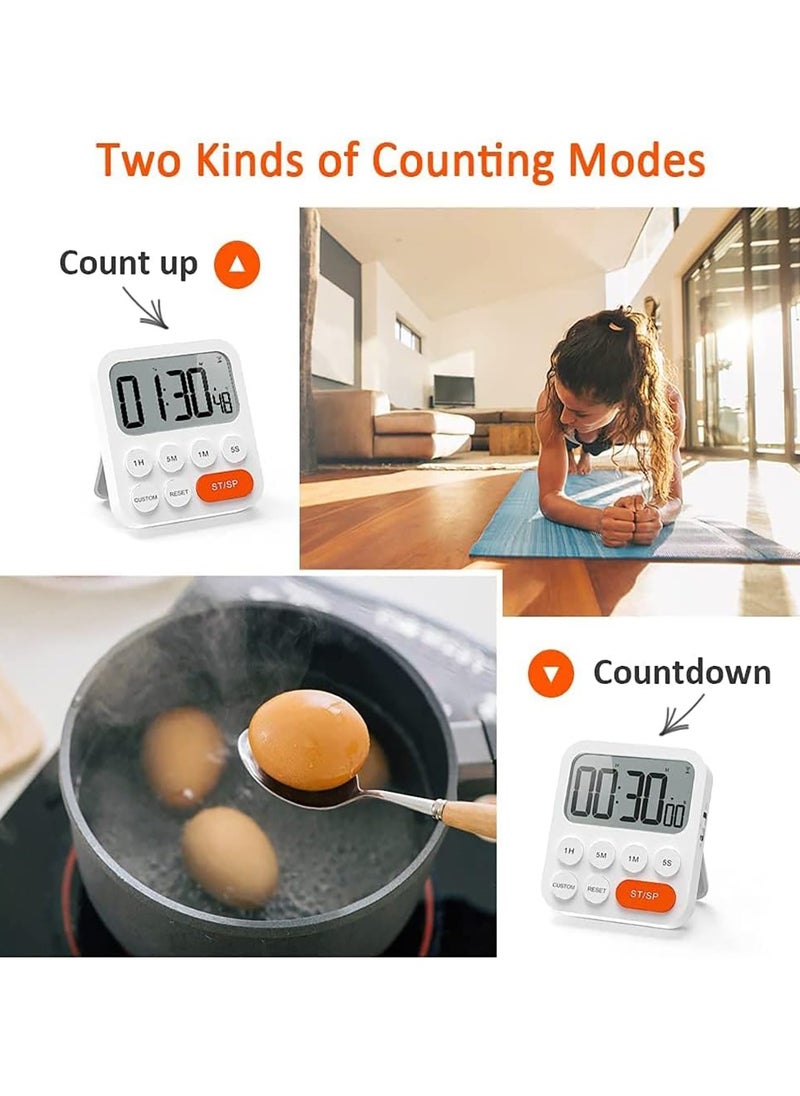 GoodTool Digital Kitchen Timer With Clock Function Multi-Function Countdown 3 Volume Levels Magnetic Back Foldable Stand Can Be Hung For Cooking Eggs Fitness Study Work  - Image 5