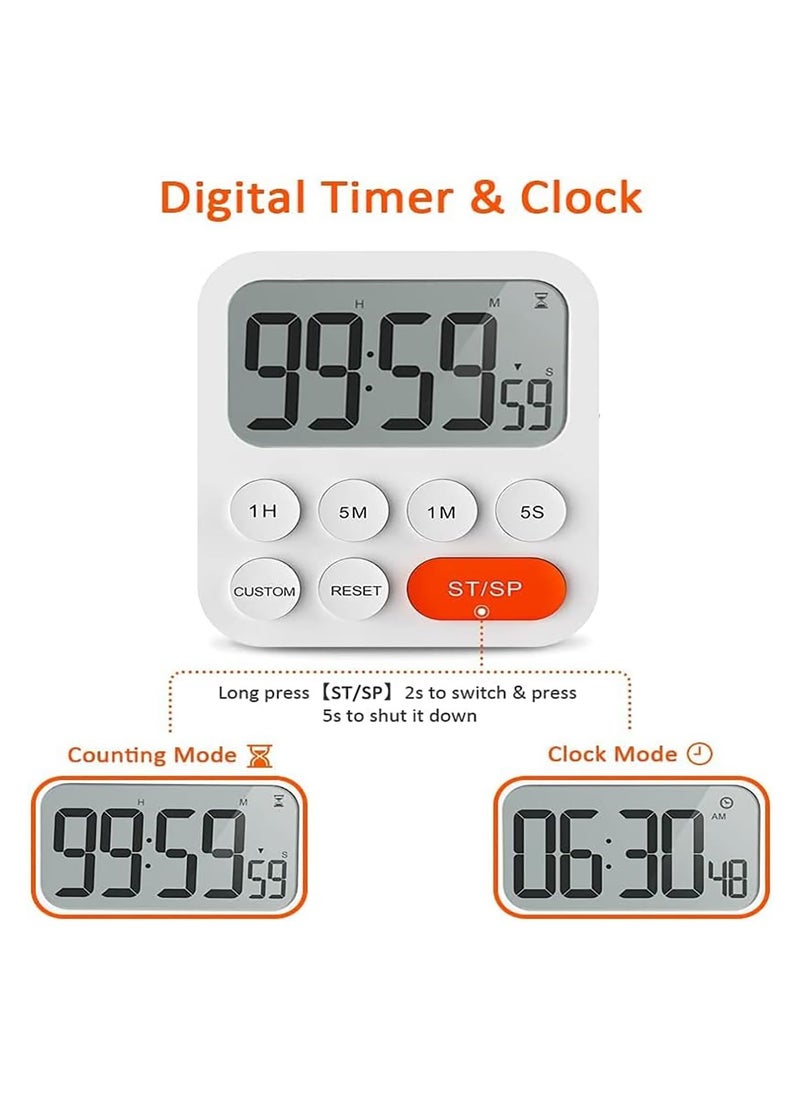 GoodTool Digital Kitchen Timer With Clock Function Multi-Function Countdown 3 Volume Levels Magnetic Back Foldable Stand Can Be Hung For Cooking Eggs Fitness Study Work  - Image 4