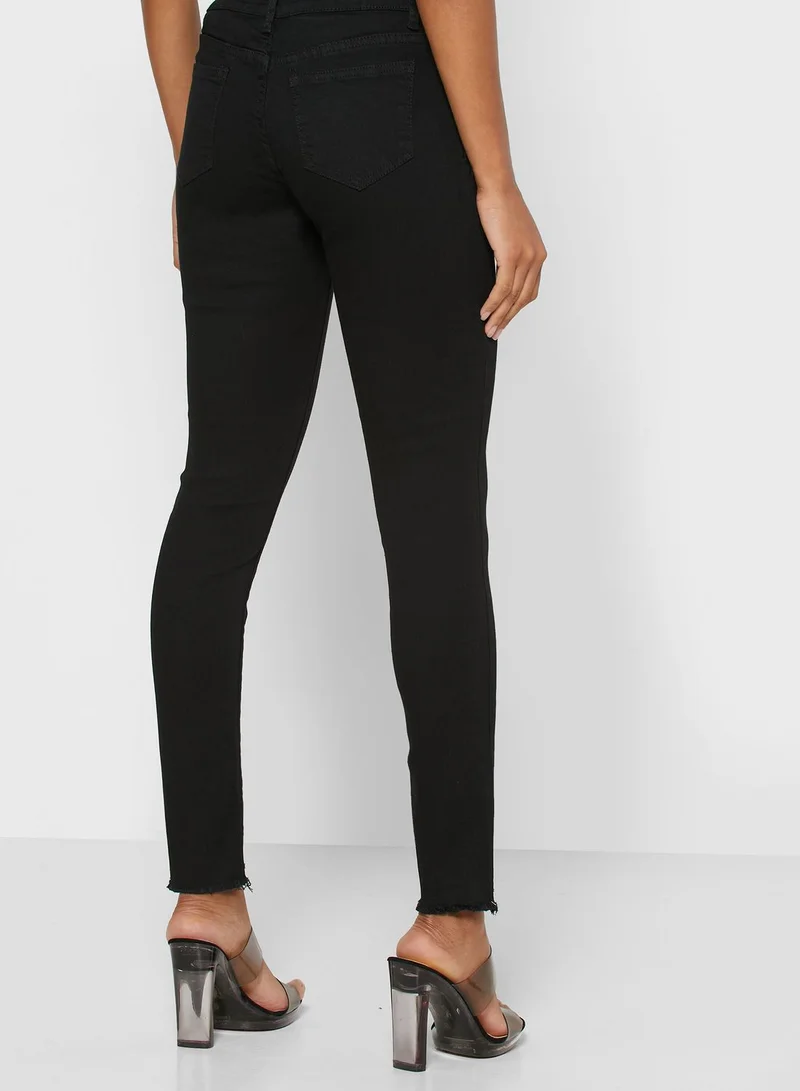 Ginger Exposed Zip Raw Hem Skinny Jeans