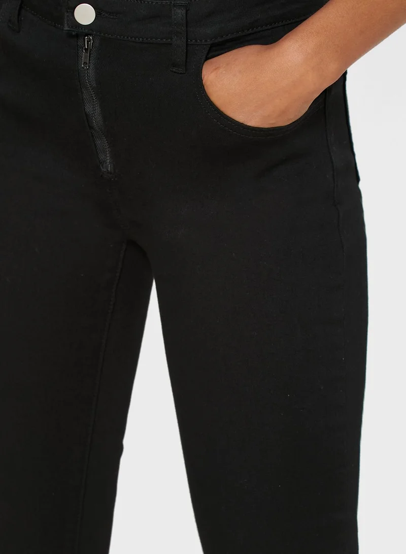 Ginger Exposed Zip Raw Hem Skinny Jeans