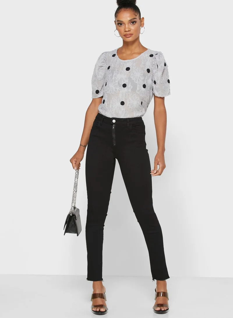 Ginger Exposed Zip Raw Hem Skinny Jeans
