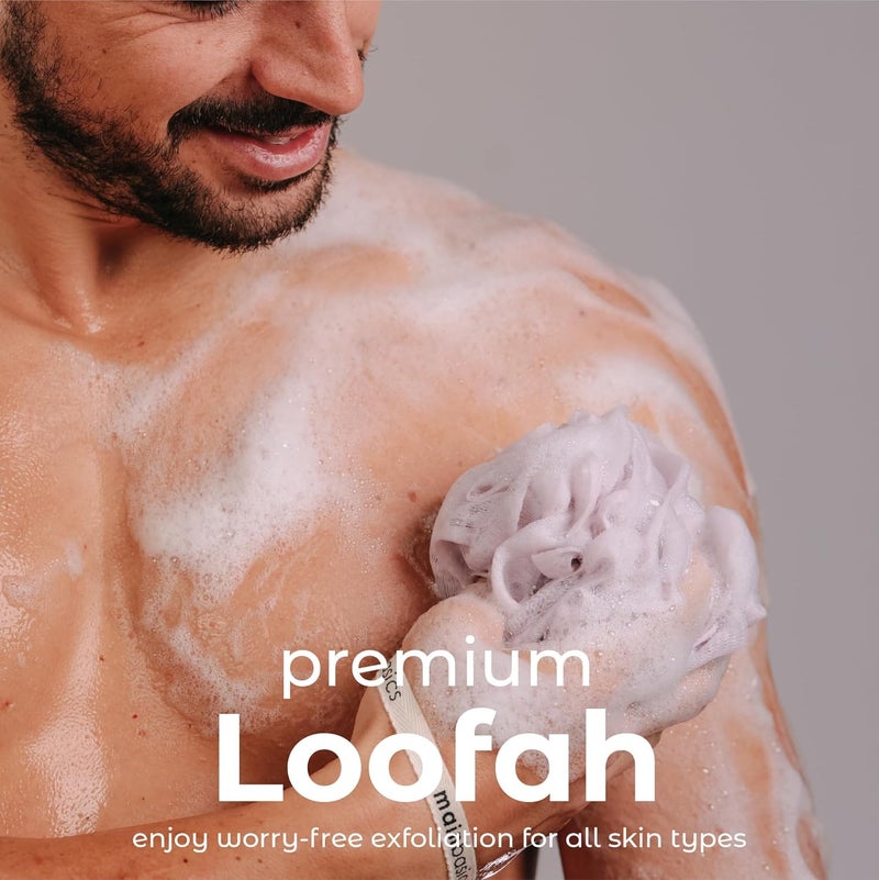 MainBasics Bath Shower Loofah Sponge Pouf Body Scrubber Exfoliator Body Wash Sponge (Set of 3, Perfectly Pink) - Image 2