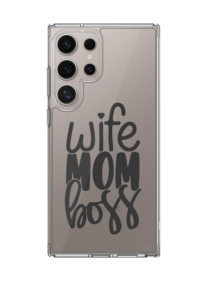 Stylizedd Classic Clear Case for Samsung Galaxy S24 Ultra , Hybrid Soft Case Flexible Edges Anti Drop TPU PC Gel Thin Transparent Cover - Wife Mom Boss - Image 1