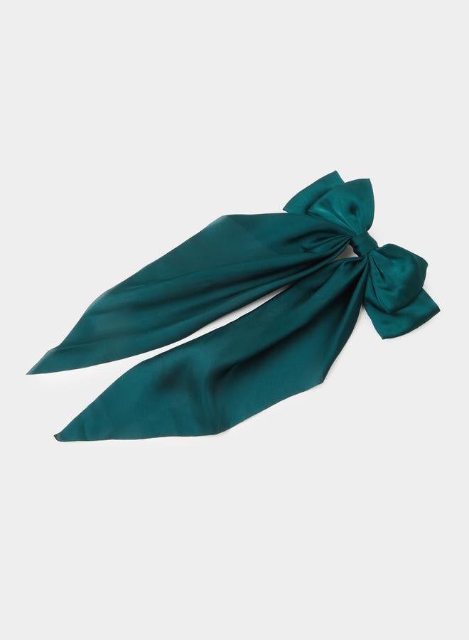 Styli Green Satin Bow Hair Clip - Image 1