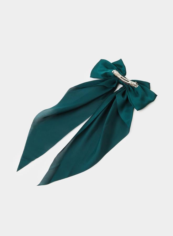 Styli Green Satin Bow Hair Clip - Image 2