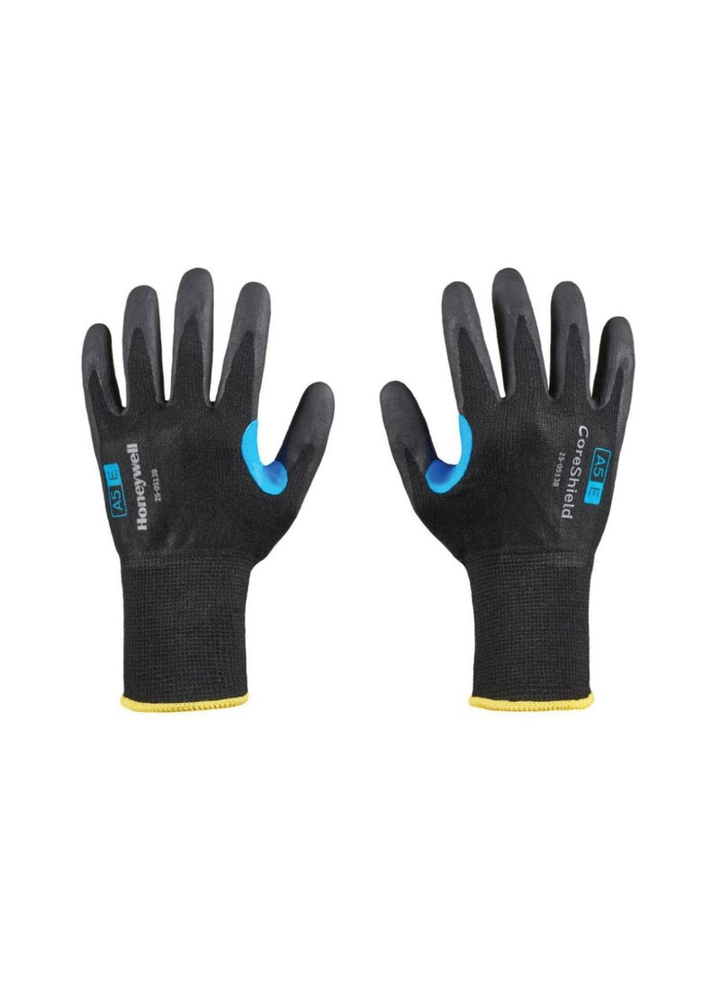 Honeywell Honeywell Micro-Foam Nitrile Coating 25-0513B/10XL CoreShield Cut Resistant Safety Gloves, 13 Gauge HPPE/Stainless Steel Black Liner, Cut A5/E, X-Large  - Image 1
