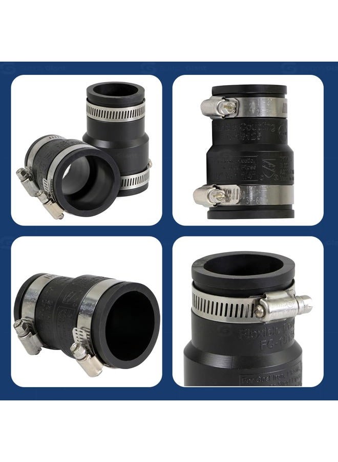 Supply Giant 6I4Jx2 Flexible PVC Reducing Coupling with Stainless Steel Clamps 1-1/2 x 1-1/4 inch Black (Pack of 2), 1-1/4 - Image 4