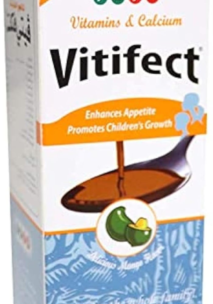 TML Vitifect Syrup 120ml - Alcohol Free Vitamins & Calcium for Children's Growth with Delicious Mango Flavor