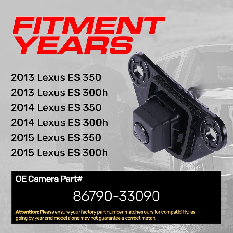 Master Tailgaters Replacement Backup Camera for Lexus ES 300h, ES 350 (2013-2015) - OE Part # 86790-33090 - Image 2