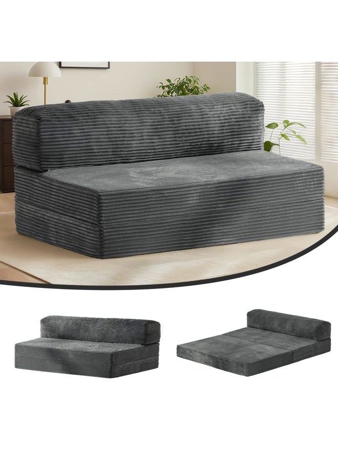 NLDD Folding Sofa Bed, Gray Sleeper Chair, Foldable Mattress with Back Support and Large Body Pillow, Floor Chair Bed Comfy Floor Couch Lounge for Bedroom & Living Room （Full） - Image 1