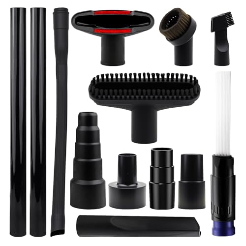 Abvsdu 13 PCS Universal Vacuum Attachments Kit, 2 1/2" to 1 1/4" Wet Dry Vacuum Hose Adapter, 1 7/8" to 1" Adapter for Shop Vac, 1 1/4" Vacuum Cleaners Accessories with Horse Hair Brush, Extension Wand - Image 1