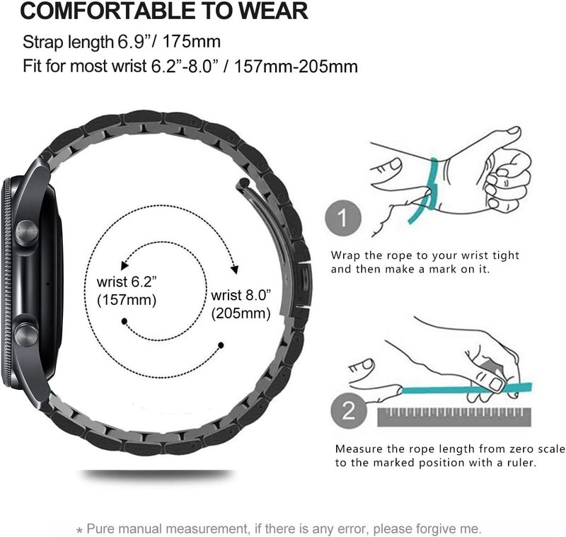 DEALELE 20mm Stainless Steel Replacement Strap Compatible with Samsung Galaxy Watch 7 / FE / 6/6 Classic / 5/5 Pro / 4/4 Classic / 3 41mm / Huawei GT3 42mm for Men Women - Image 5