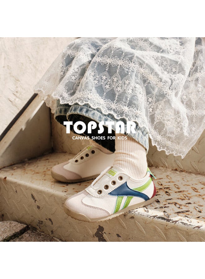 Topstar Kids' Sports Shoes Girls' Comfortable Non-slip Soft Bottom Board Shoes Boys' Forrest Gump Shoes Casual Shoes Beige With Pink Trim Size 25 - Image 4