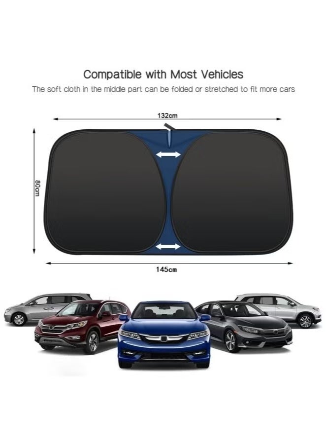 Generic Foldable Car Windshield Sunshade with Storage Pouch, Front Windshield Reflective Sunshade, Car Window Sunshade for Sun Heat Protection and Block UV Rays, Keep Vehicle Cooler  - Image 4