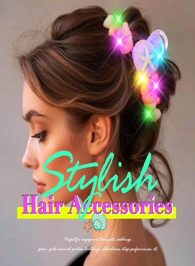 JONKY Mermaid Hair Claw Clips Light Up Hair Accessories for Women - Image 3