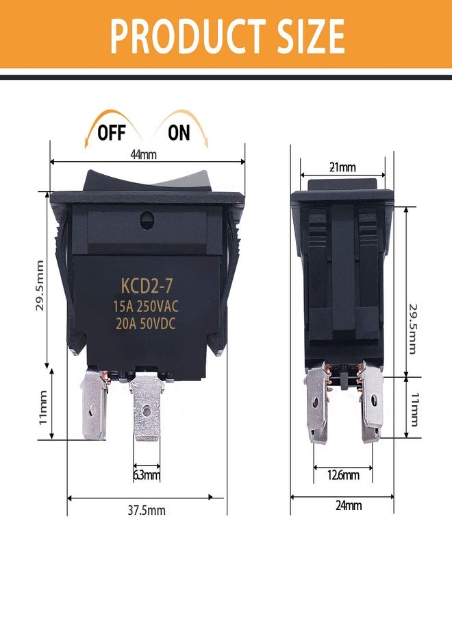 mankk On-Off Switch 12V 20A 4 Pins DPST Rocker Switch Panel RV Light Switch For RV Trailers Camper Boats KCD2-7-201-B1-DZ - Image 2
