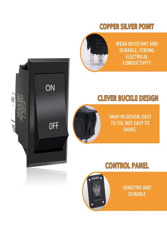 mankk On-Off Switch 12V 20A 4 Pins DPST Rocker Switch Panel RV Light Switch For RV Trailers Camper Boats KCD2-7-201-B1-DZ - Image 5