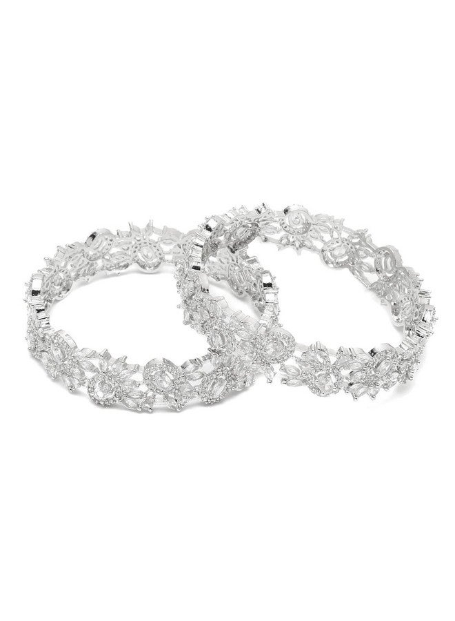 يو بيلا أساور مرصعة بالألماس مستوحاة من المشاهير من YouBella Jewellery للفتيات والنساء (فضية) (2.6) - Image 1