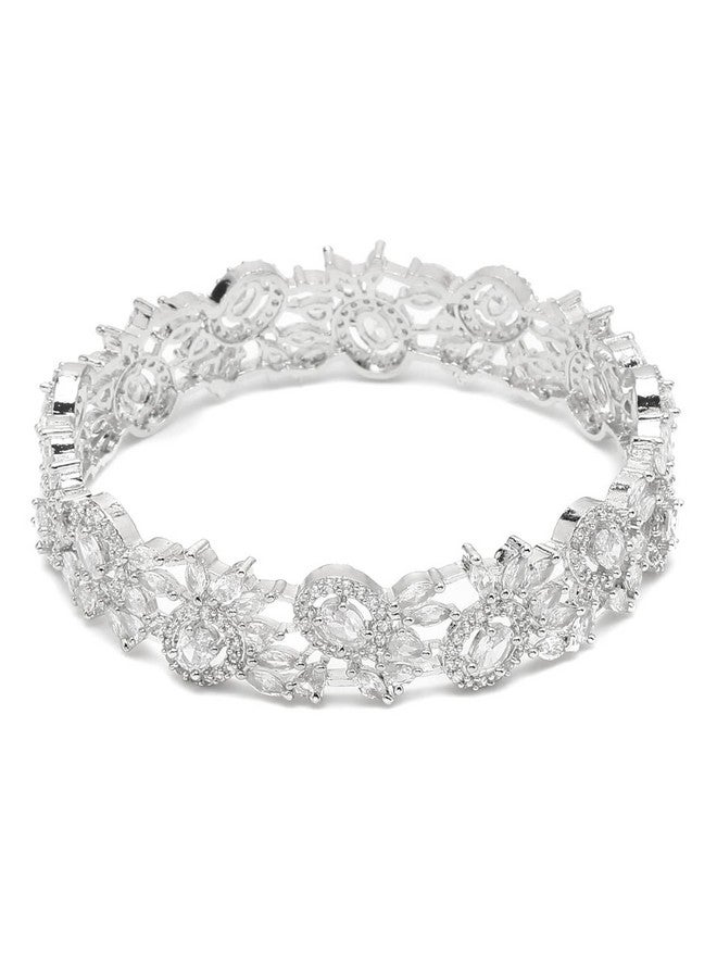 يو بيلا أساور مرصعة بالألماس مستوحاة من المشاهير من YouBella Jewellery للفتيات والنساء (فضية) (2.6) - Image 4