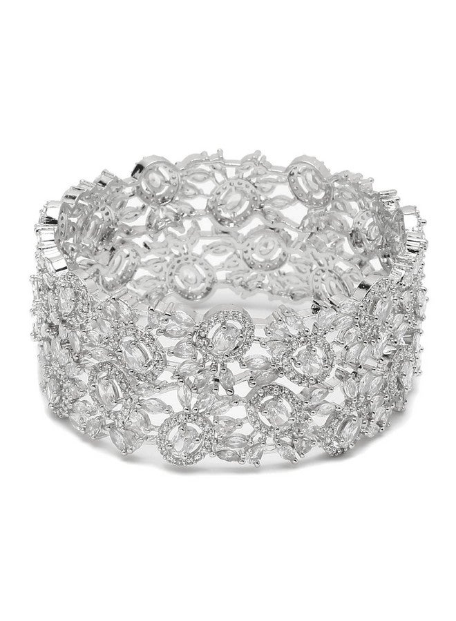 يو بيلا أساور مرصعة بالألماس مستوحاة من المشاهير من YouBella Jewellery للفتيات والنساء (فضية) (2.6) - Image 3