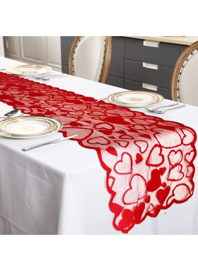 5Pcs Heart-Shaped Lace Table Runner And Placemat Set, Home Decor, Napkins, Tablecloths - Image 5