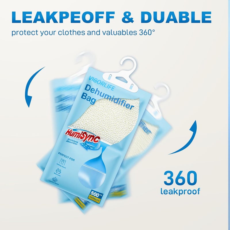 ممتصات الرطوبة، 10 عبوات × 2.3 كجم أكياس مزيلة للرطوبة معلقة للخزانة، أكياس امتصاص الرطوبة المحمولة للحمام والمطبخ وخزانة الملابس، مزيل التكثيف للرطوبة، جذب الرطوبة الزائدة، أزرق - Image 4