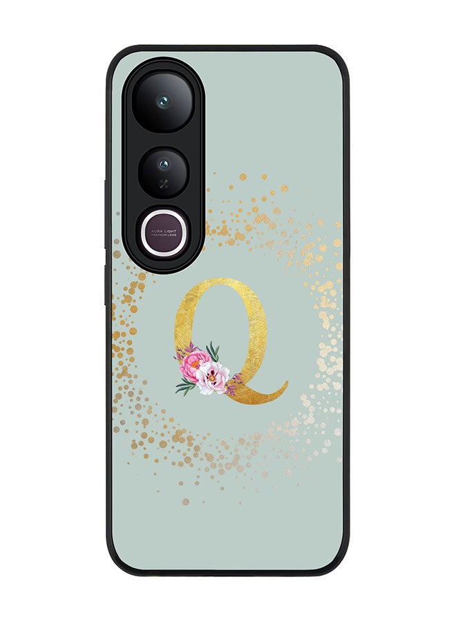 Stylizedd For vivo V50 Lite Case,Slim fit Camera Protection, Shockproof Thin Phone cover  - Custom Monogram Floral - Q  (Light Grey )
