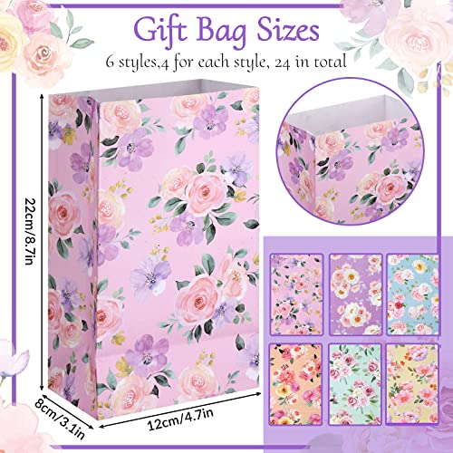 Panelee 24 Pcs Floral Gift Bags Pastel Small Tea Party Favors Flowers Paper Lunch Bag Bulk 87x47x3 in Goodie Candy Treat Pouches for Wedding Bridal Shower Birthday Mothers Day Decoration - Image 5