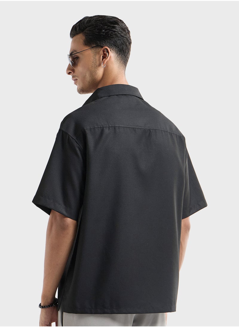 FAV Regular Fit Solid Shirt with Collar and Short Slee  - Image 2