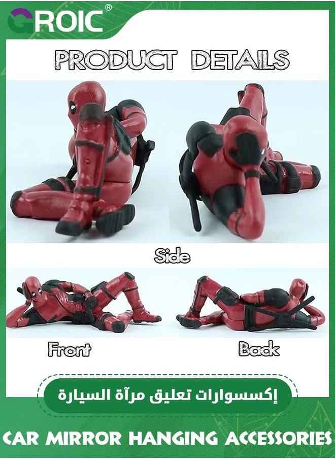 GROIC Funny Anime Car Mirror Hanging Accessories, Deadpool Figure on Bench Car Pendant Mirror Swinging Ornament, Automotive Pendant Decoration, Auto Rearview Mirror Interior Decor (Lying down)  - Image 2