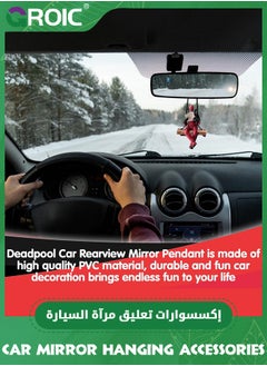 GROIC Funny Anime Car Mirror Hanging Accessories, Deadpool Figure on Bench Car Pendant Mirror Swinging Ornament, Automotive Pendant Decoration, Auto Rearview Mirror Interior Decor (Lying down)  - Image 5