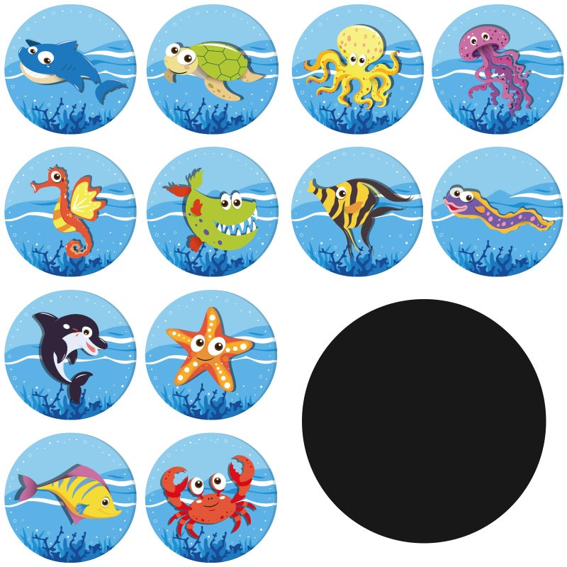 Geyee 24 Pcs Potty Training Stickers Potty You Pee on Toilet Reveal Stickers Chart Reusable Pee Decals Color Changing Seat Toilet Targets for Boys Girls Kids Training UseMarine Animal