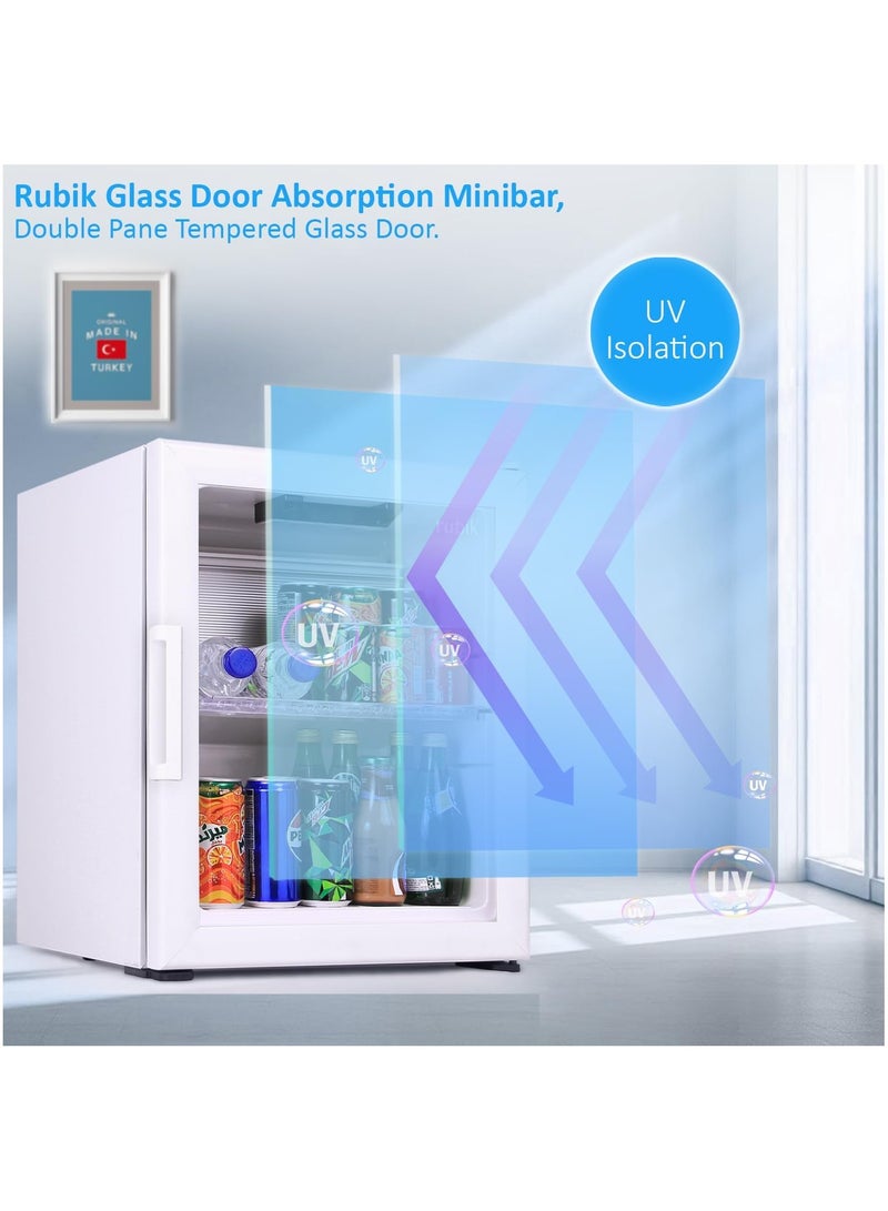 Rubik Glass Door Absorption Minibar, RMB-40A, White  - Image 3